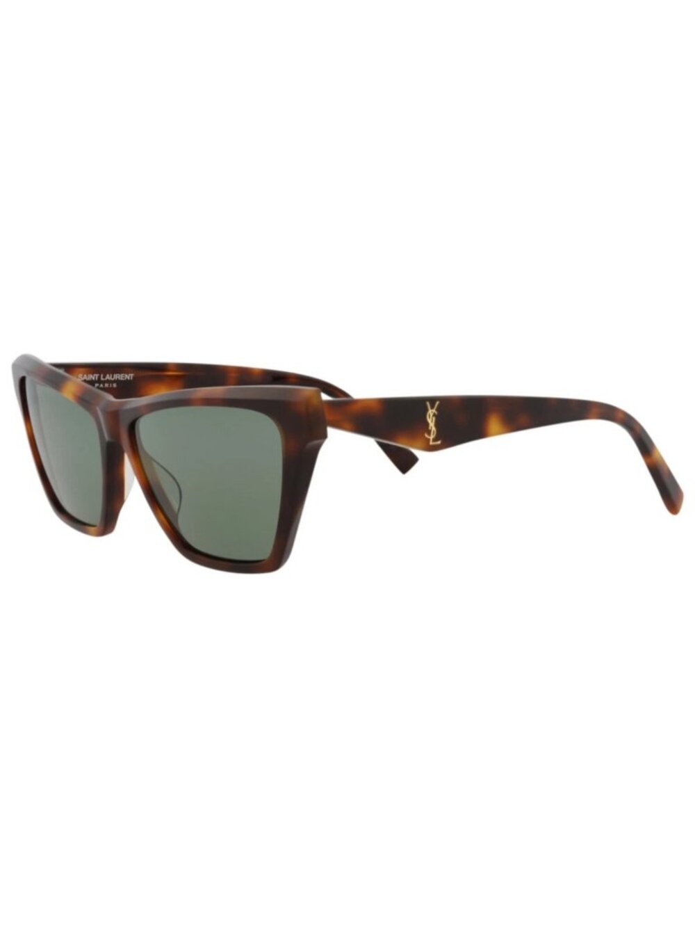 New Saint Laurent Women's Sunglasses Cat Eye Acetate Frame Havana Havana Green